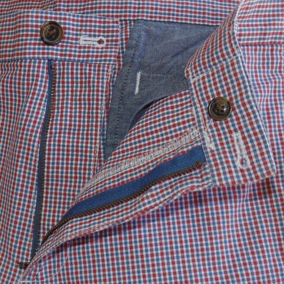 BROOKS BROS Shorts, 38, Blue/red micro plaid, Bermuda/Walking, Zipper, Pockets - Picture 5 of 12